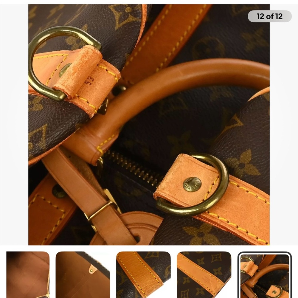 Louis Vuitton Brown and Tan Duffel Bag with High-Quality Leather